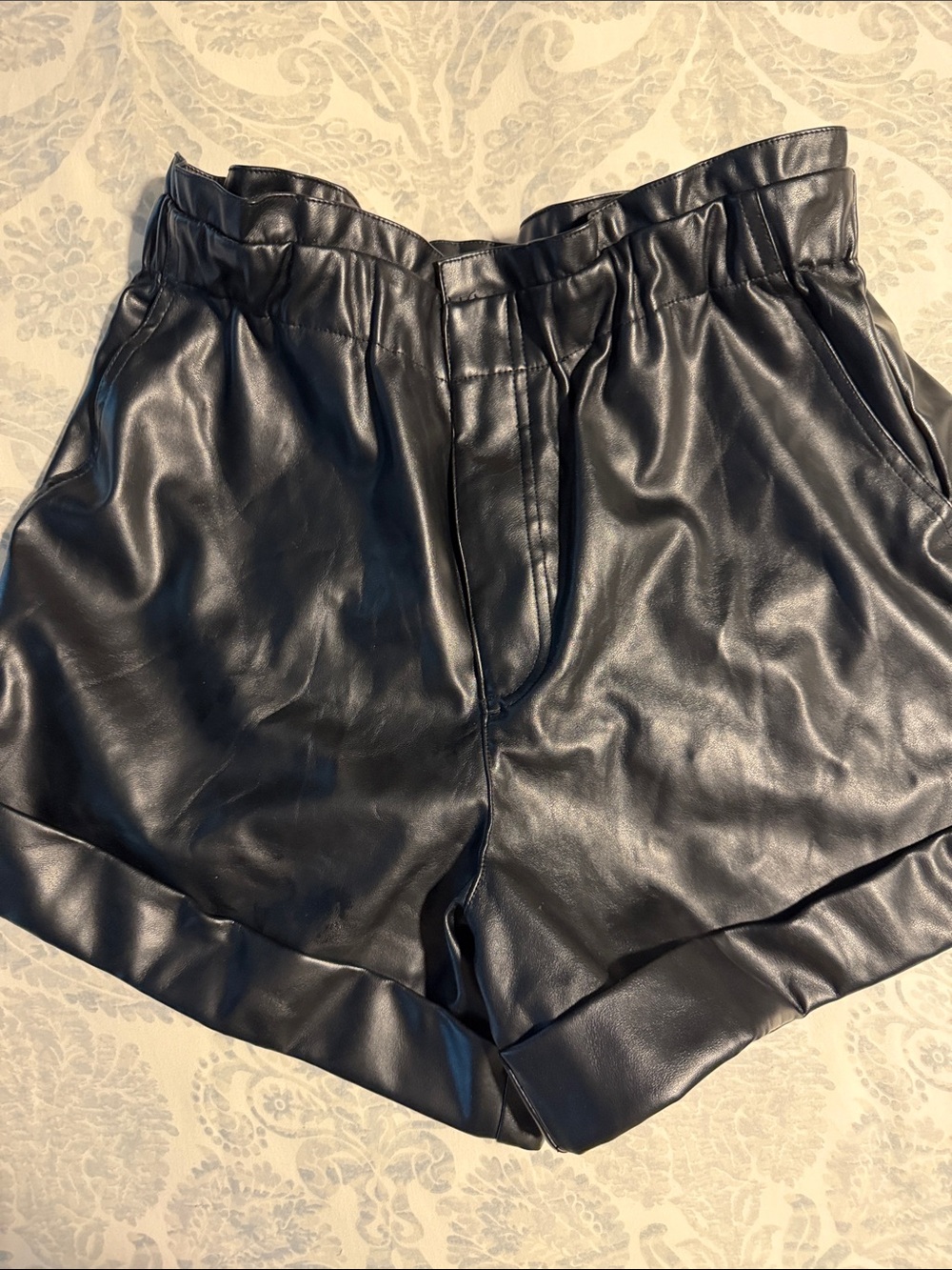 Buddy Love Black Faux Leather High-Waist Shorts